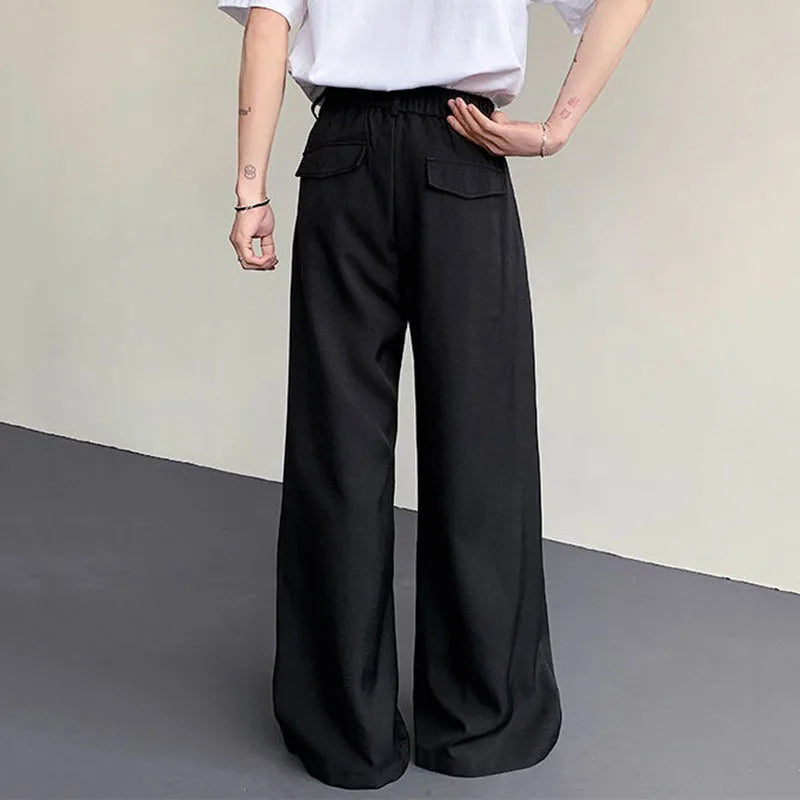 Men's Suit Pants Spring Loose Rivet Solid Color Decoration Wide Leg Fashionable Male Casual Trousers 2025 9W1522