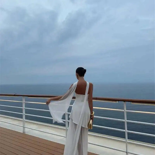 Load image into Gallery viewer, Elegant Strapless Sexy Maxi Dress For Women Gown With Scarf Off-shoulder Sleeveless Backless Split Beach Long Dress
