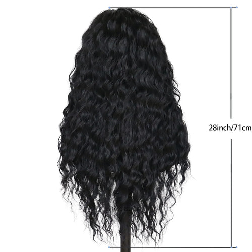 Load image into Gallery viewer, Long Black Wigs for Women Synthetic Hair Cosplay Wig with Free Part Hairline Thick Big Volume Costume Wigs Black Color Halloween
