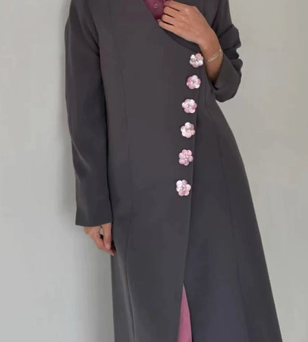 Solid Spliced Flower Buttons Temperament Jackets for Women V Neck Long Sleeves Jacket Female Fashion Clothing New