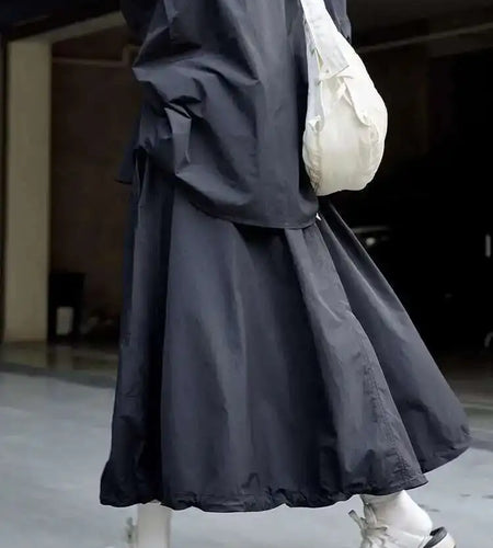 High Elastic Waist Loose Fit Khaki Drawstring Casual Half-body Skirt Women Fashion Tide New Spring Autumn 2025 1DF6695