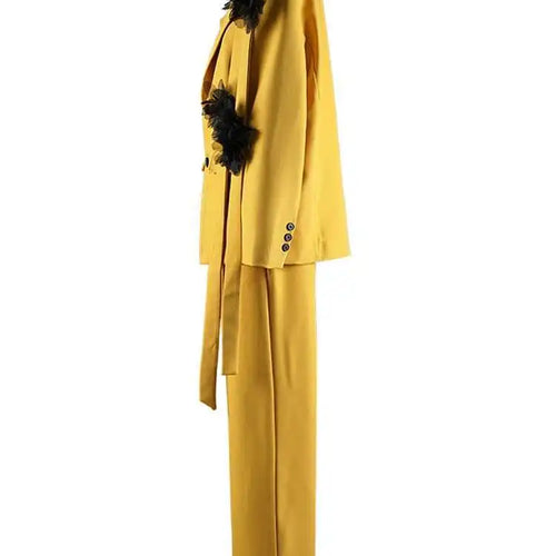 Load image into Gallery viewer, Flower Ribbon Blazer Wide Leg Pants Two Piece Suit New Lapel Long Sleeve Women Fashion Tide Spring Autumn 2025 CPG2570
