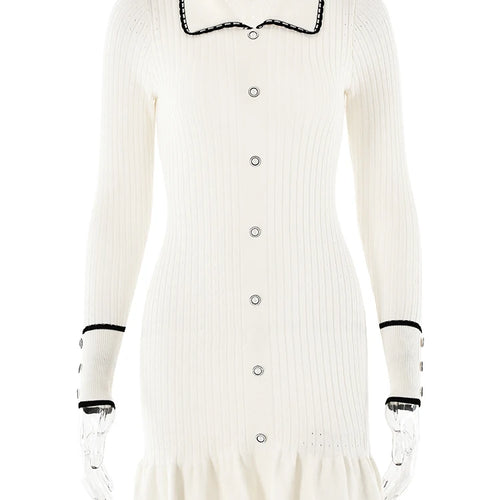 Load image into Gallery viewer, Fashion Knitted Sweater Long Sleeve Bodycon Button Women Dress Autumn/Winter New 2024 Vestido Elegant Street Clothing
