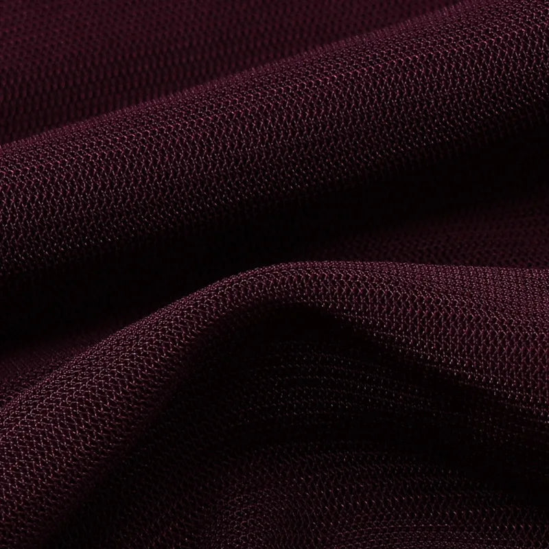 Elegant Hollow Out Sexy Mini Dress For Women Wine Red O Neck Sheer Long Sleeve Bodycon Club Party Sexy Dress Vestidos