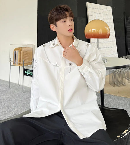 Men's Shirts Summer New Fashionable Multi Metal Zipper Design Casual Single Breatesd Trendy Korean Male Shirt 9A7678