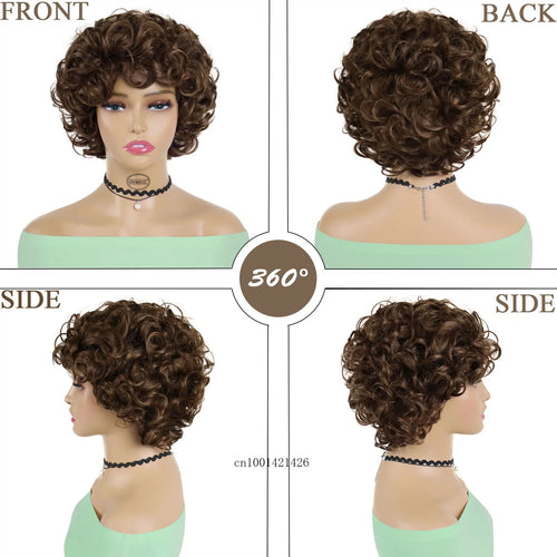 Load image into Gallery viewer, Curly Black Women Wig Short Brown Synthetic Wigs Female Hairstyles Casual Style Replacement Afro Curls Natural Mommy Wigs Soft
