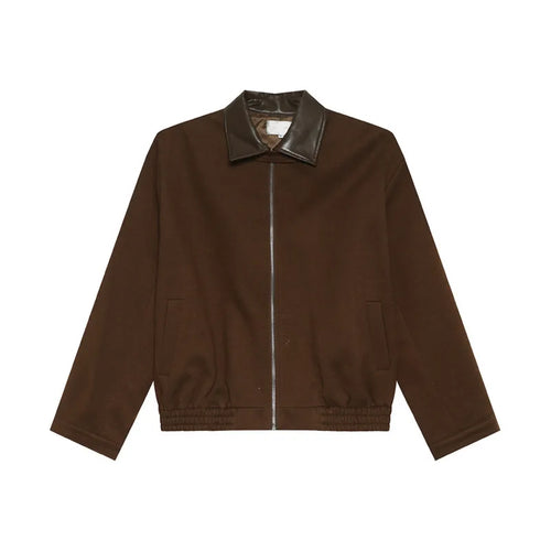 Load image into Gallery viewer, Korean style men&#39;s coats PU splicing loose simple turn-down collar solid color casual male jackets new fashion 9C8724
