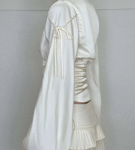 Fashion Satin Long Sleeve Slim Fit Women's Top T-shirt Sexy Deep V Waist Female Top Autumn/Winter 2025 Street Clothing