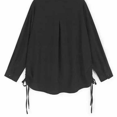 Load image into Gallery viewer, Women Black Flower Drawstring Big Size Casual Blouse New Lapel Long Sleeve Shirt Fashion Tide Spring Autumn 2025 1DH9967
