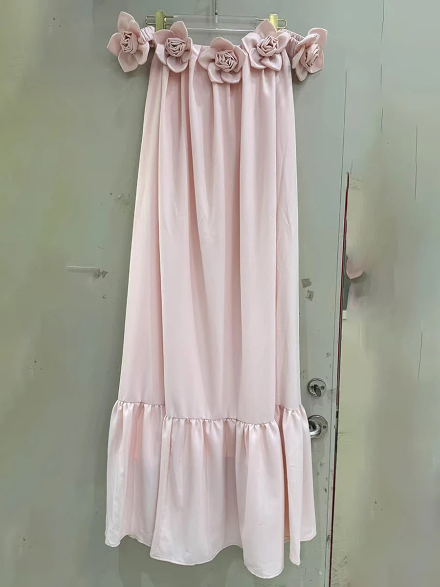 Solid Spliced Appliques Slimming Dresses For Women Slash Neck Sleeveless High Waist Temperament Dress Female New