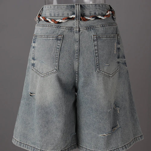 Load image into Gallery viewer, High Waist Blue Denim Bandage Knee Length Wide Leg Jeans New Women Trousers Fashion Tide Spring Autumn 2025 CPG3001
