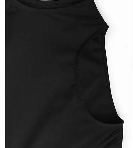 Women Black Irregular Drawstring Big Size Long Dress New Round Neck Sleeveless Fashion Tide Spring Summer 2025 1DH6574