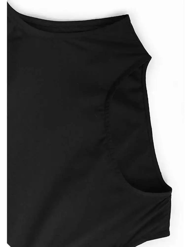 Women Black Irregular Drawstring Big Size Long Dress New Round Neck Sleeveless Fashion Tide Spring Summer 2025 1DH6574