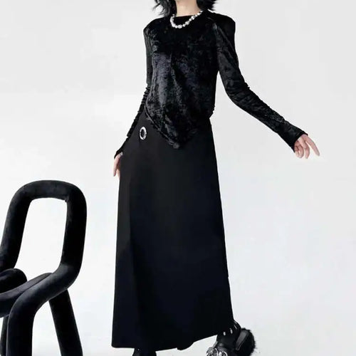 Load image into Gallery viewer, High Elastic Waist Black Metal Circle Irregular Wide Leg Pants New Trousers Women Fashion Tide Spring Autumn 2025 1DJ0262
