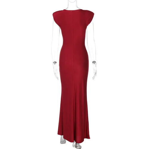 Load image into Gallery viewer, Sleeveless Ruched Sexy Maxi Dress For Women Gown Fashion Solid O Neck High Waist Bodycon Club Long Dress Vestido
