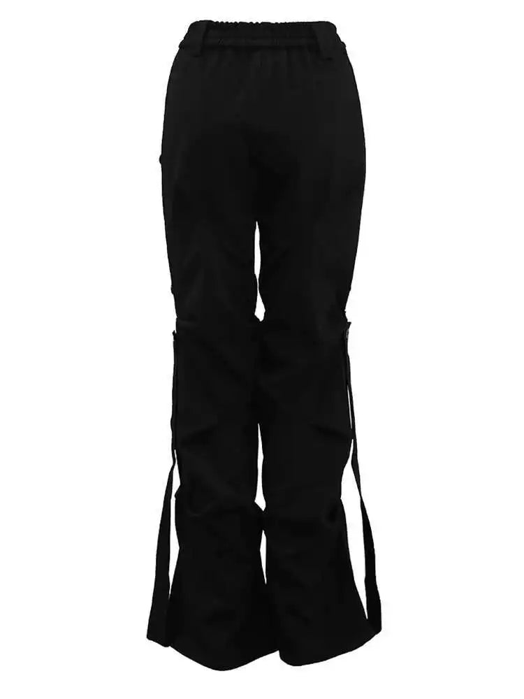 High Elastic Waist Gray Pleated Irregular Long Cargo Pants New Trousers Women Fashion Tide Spring Autumn 2025 CPG1628