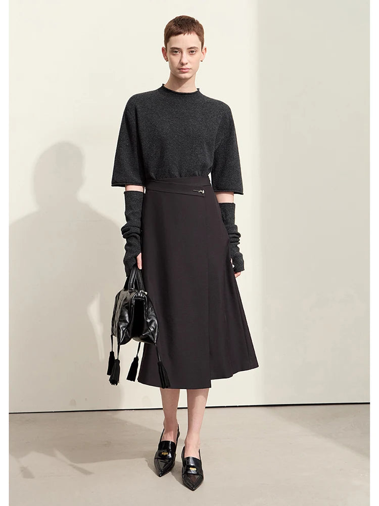 Minimalism 2024 Autumn New Women's Skirts Rose Aroma Metal Decoration Matching Piece A-line Long Skirt For Women 12423020