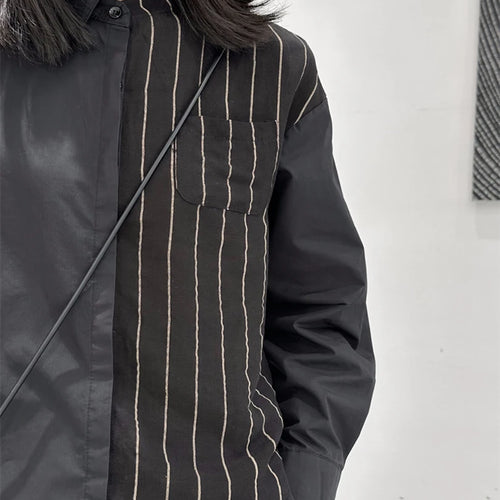 Load image into Gallery viewer, Women Striped Irregular Big Size Blouse New Lapel Long Sleeve Loose Fit Shirt Fashion Tide Spring Autumn 2025 1DF7105
