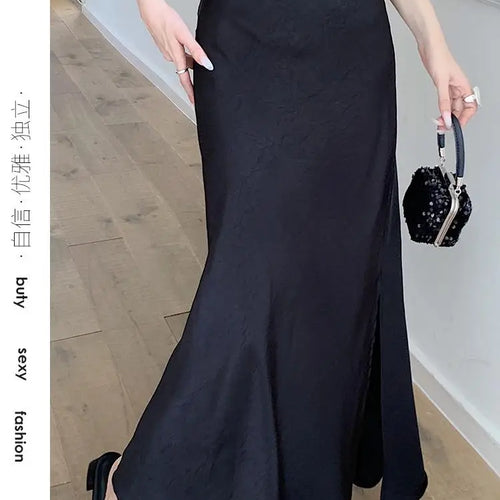 Load image into Gallery viewer, Korean Fashion Women's Elegant Sexy Slim Split Long Skirt Spring Summer High Waist Half Fishtail Skirts Popular 2025 Casual Chic
