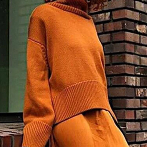 Load image into Gallery viewer, Solid Casual Sweaters For Women Turtleneck Long Sleeve Loose Chic Minimalist Sweater Female Fashion Clothing
