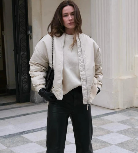 Women's Autumn Winter New Fashion Pocket Jacket Coat Women's Retro Long Sleeve Zipper Bomber Jackets Basic Outerwear