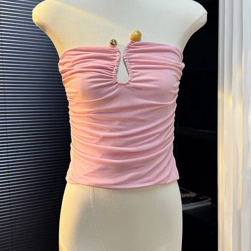 Load image into Gallery viewer, Solid Spliced Folds Slimming Vests For Women Strapless Sleeveless Tunic Temperament Vests Female Fashion Style New
