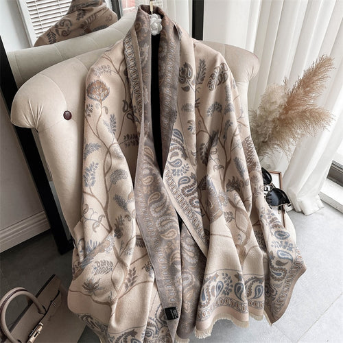 Load image into Gallery viewer, Warm Winter Scarf Cashmere Women Pashmina Design Print Shawls Wrap Female Thick Blanket Soft Bufanda Stoles Fashion
