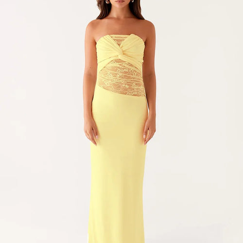 Load image into Gallery viewer, Off-shoulder Backless Sexy Maxi Dress Women Gown Fashion Patchwork See Through Lace Sleeveless Beach Long Dress 2025
