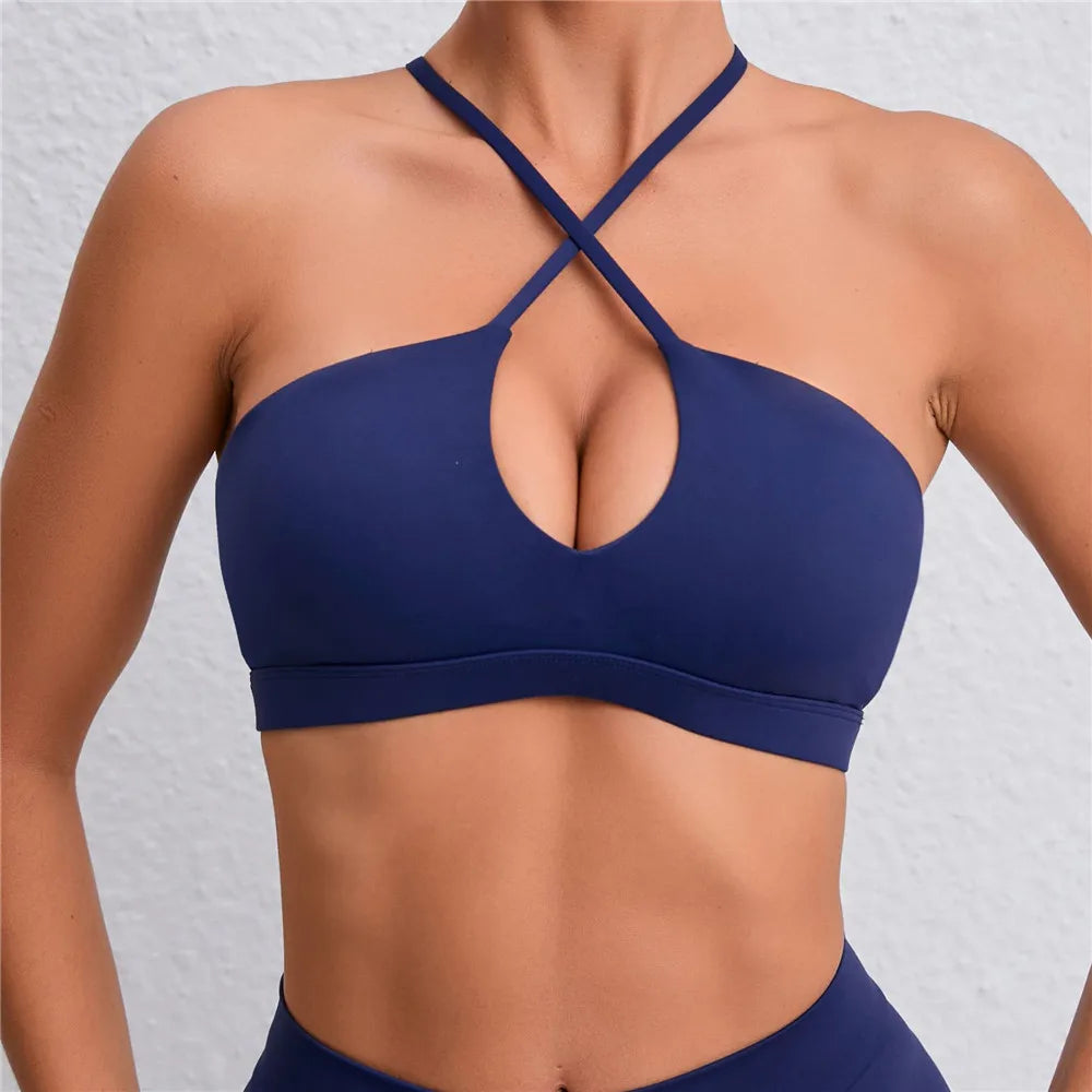 Hot Girl Hollow Out Running Sports Bra Fitness Yoga Bra Crop Tank Top Underwear Women Vest Shockproof Shirt Jogging Sportswear