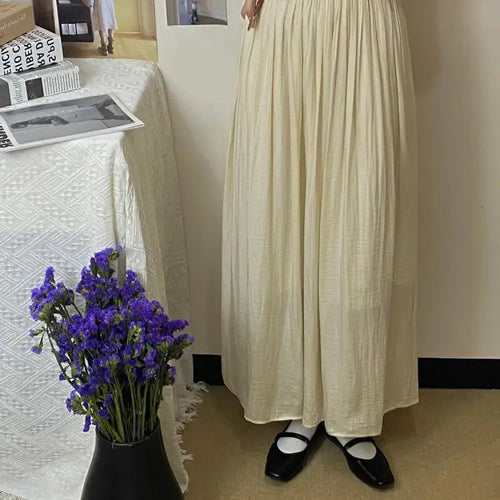 Load image into Gallery viewer, Spring Summer New Solid Elegant Vacation Party Pleated Skirt Women's French Fashion Elastic Waist Office Long Skirt Trend Simple
