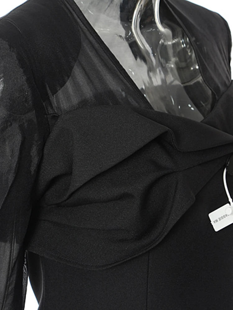 Women Black Mesh Perspective Elegant Blazer New Square Collar Long Sleeve Jacket Fashion Tide Spring Autumn 2025 1DH3990