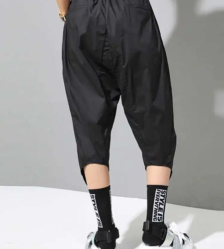 High Elastic Waist Black Pleated Casual Harem Pants New Loose Fit Trousers Women Fashion Tide Spring Autumn 2025 1DF4713