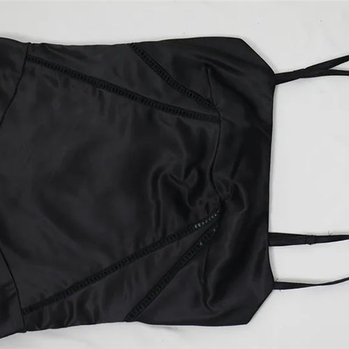 Load image into Gallery viewer, Lace-up Satin Maxi Slipdress Women Black Spaghetti Strap Sleeveless Backless Maxi Dress Femme Club Party Evening Dress
