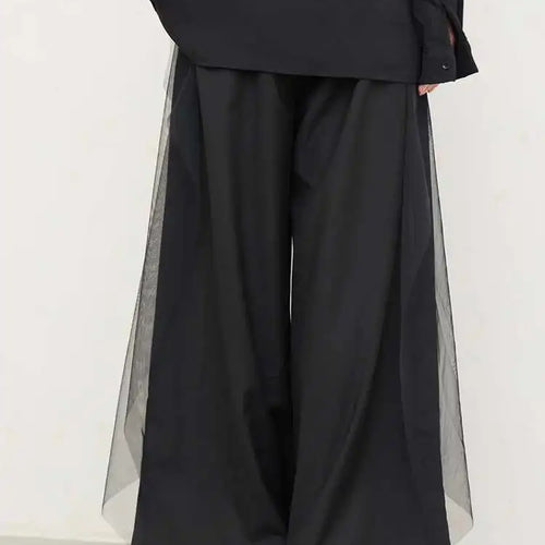 Load image into Gallery viewer, High Waist Black Printed Mesh Long Wide Leg Pants New Loose Fit Trousers Women Fashion Tide Spring Autumn 2025 1DH0782
