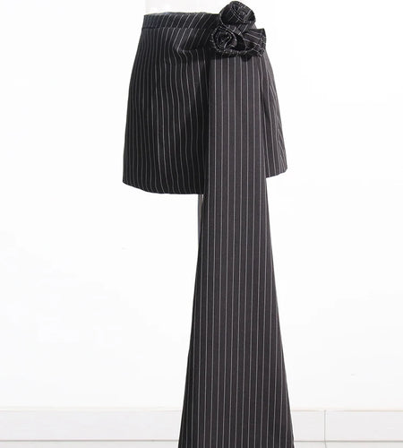 Patchwork Striped Skirts For Women High Waist Spliced Floral Slimming Mini Skirt Summer Female Fashion Clothing