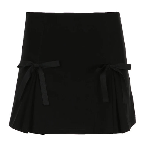 Load image into Gallery viewer, Fashion Chic Satin High Waist Mini Skirt Women Bow A-Line Solid Slim Dark Academia Summer Skirts Gothic Preppy Style
