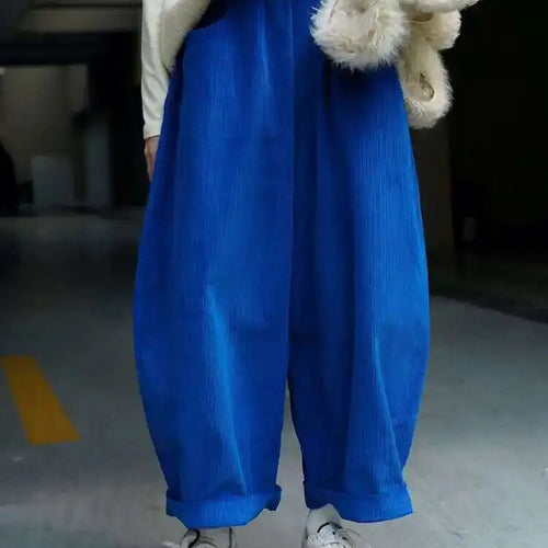 Load image into Gallery viewer, High Elastic Waist Green Corduroy Wide Leg Pants New Loose Fit Trousers Women Fashion Tide Spring Autumn 2025 1DF21930
