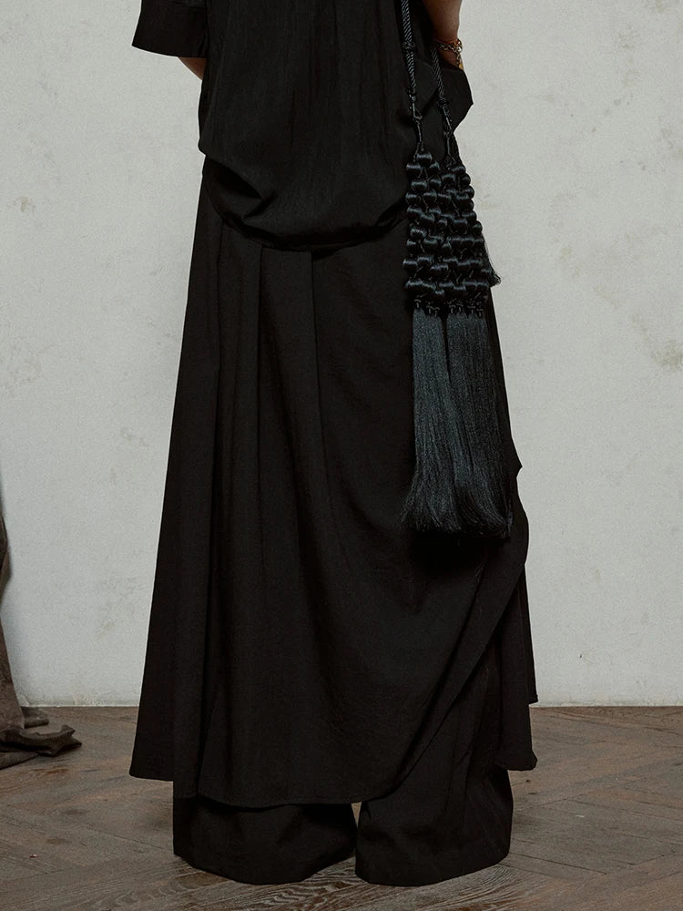 High Waist Khaki Gray Irregular Pleated Spliced Long Wide Leg Pants New Trousers Women Fashion Spring Autumn 2025 1DJ1181