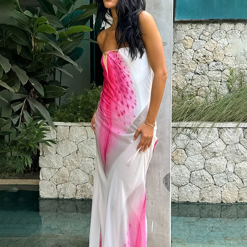 Load image into Gallery viewer, Floral Print Strapless Sexy Maxi Dress For Women Gown Patchwork Off-shoulder Backless Sleeveless Print Long Dress
