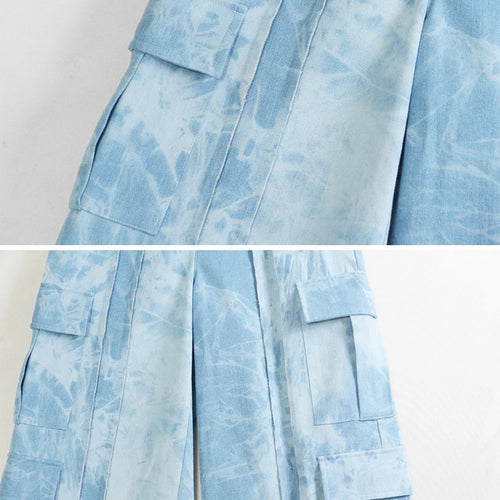 Load image into Gallery viewer, Patchwork Pockets Denim Pants For Women High Waist Loose Casual Hit Color Streetwear Wide Leg Jeans Female Fashion
