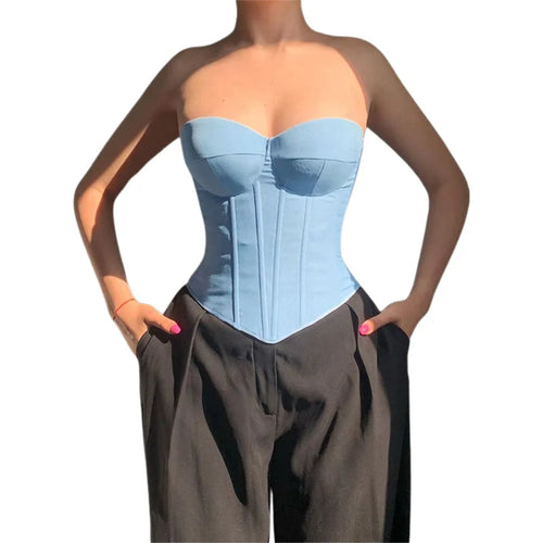Load image into Gallery viewer, Corset Tops y2k Clothes Women Solid Color Off Shoulder Strapless  Fishbone Bustier Bandeau Sexy Clothing Streetwear
