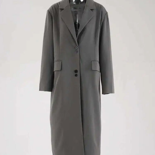 Load image into Gallery viewer, Women Gray Button Design Big Size Long Elegant Blazer New Lapel Long Sleeve Jacket Fashion Tide Spring Autumn 2025 CPDB250
