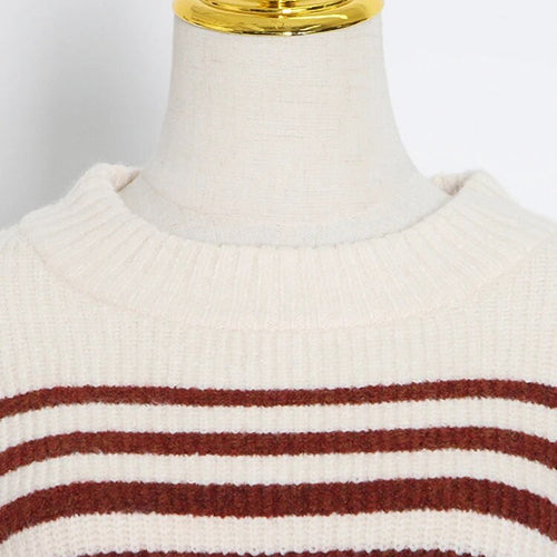 Load image into Gallery viewer, Striped Knitting Sweater For Women Round Neck Long Sleeve Colorblock Pullover Female Clothing Spring Style
