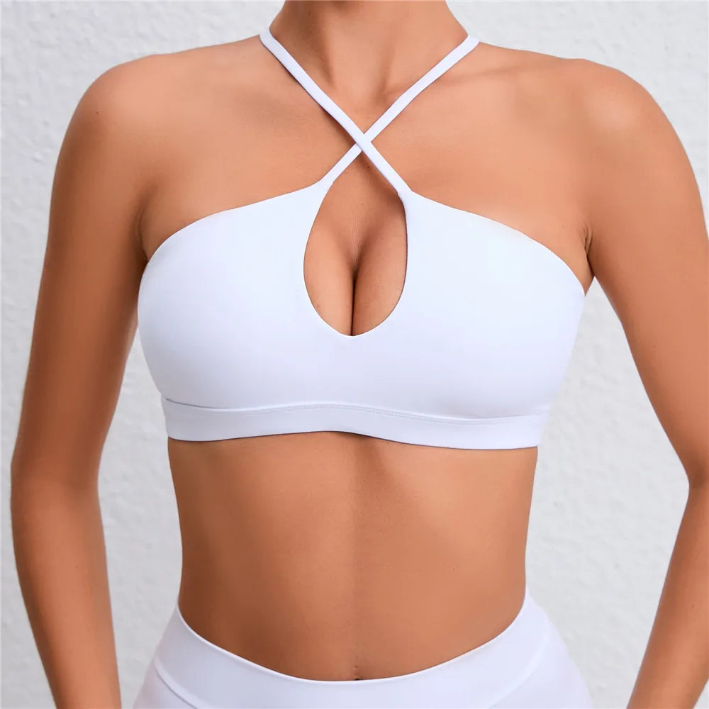 Hot Girl Hollow Out Running Sports Bra Fitness Yoga Bra Crop Tank Top Underwear Women Vest Shockproof Shirt Jogging Sportswear