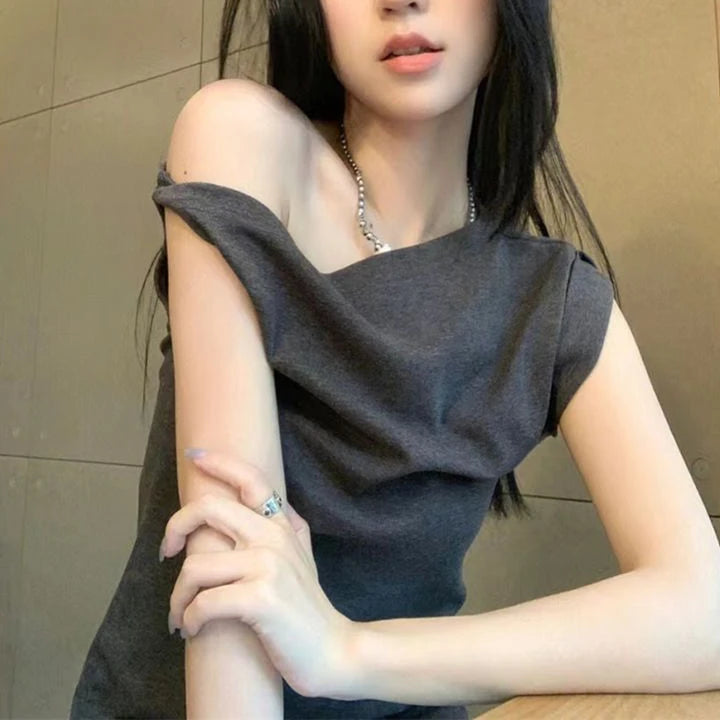 Y2k Fairy Sexy T-shirt Women Off Shoulder Design Crop Top Tee Shirts Femme Korean Fashion Ladies Tops Cute T-shirts Streetwear