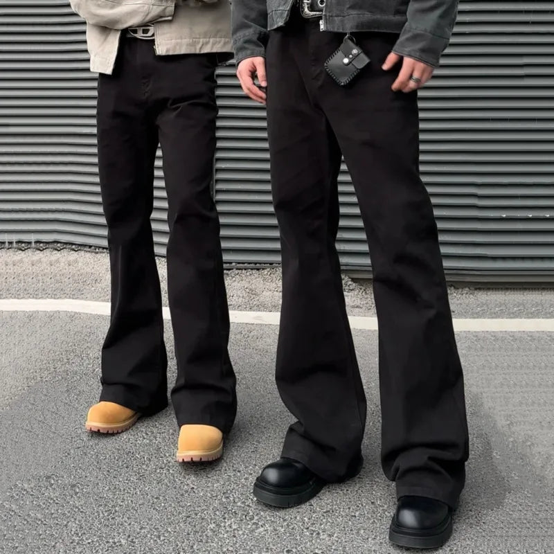 Men's Jeans New American High Street Micro Flared Denim Pants Handsome Trendy Straight Wide Leg Male Trousers 9W1430