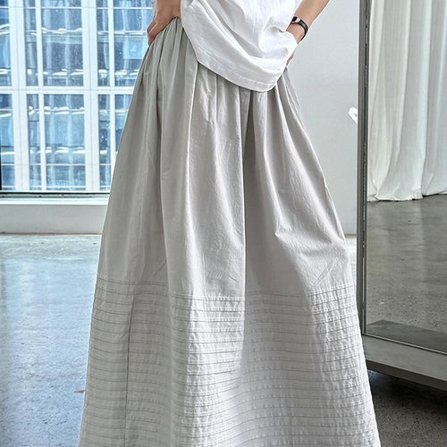 Load image into Gallery viewer, High Elastic Waist White Striped Pleated Midi A-line Half-body Skirt Women Fashion Tide New Spring Autumn 2025 1DJ1423
