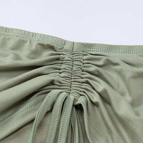 Load image into Gallery viewer, Sexy Two Piece Set Women Outfit Green Strapless Full Sleeve Crop Top And Mini Skirt Matching Sets Female Dress Set
