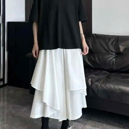 Load image into Gallery viewer, High Elastic Waist Beige Irregular Layers A-line Half-body Skirt Women Fashion Tide New Spring Autumn 2025 1DH5521
