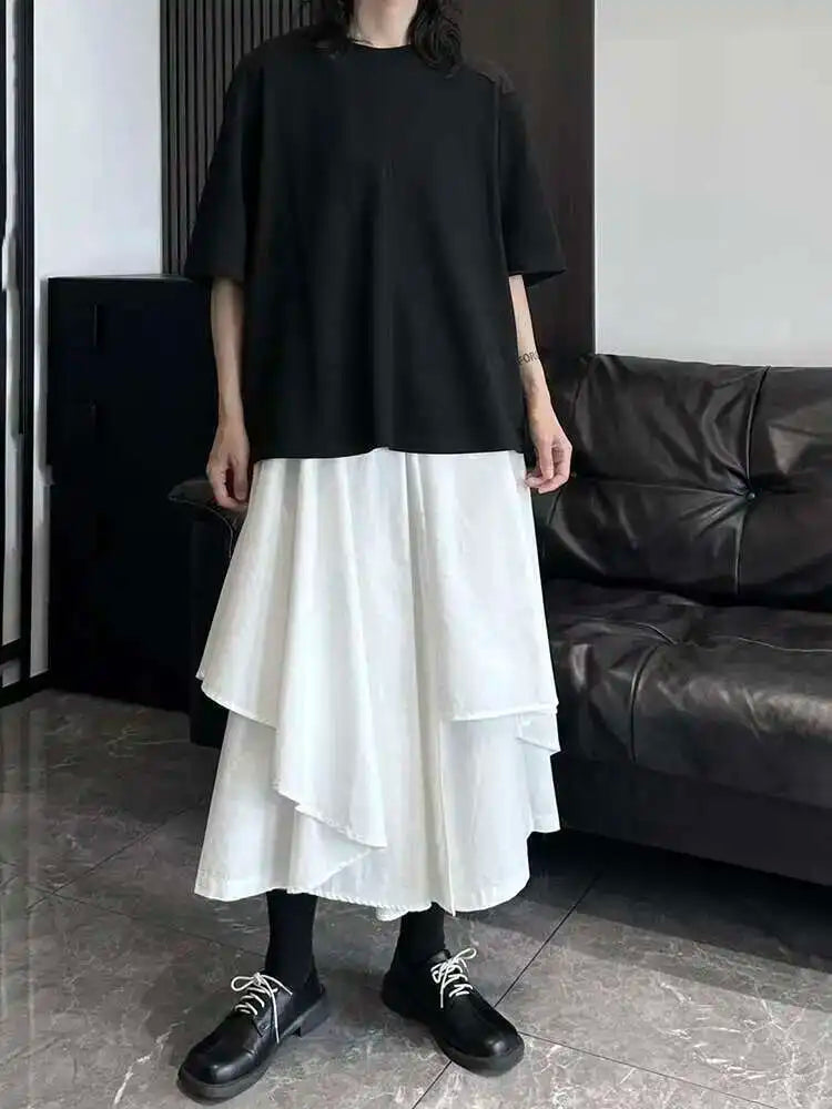 High Elastic Waist Beige Irregular Layers A-line Half-body Skirt Women Fashion Tide New Spring Autumn 2025 1DH5521